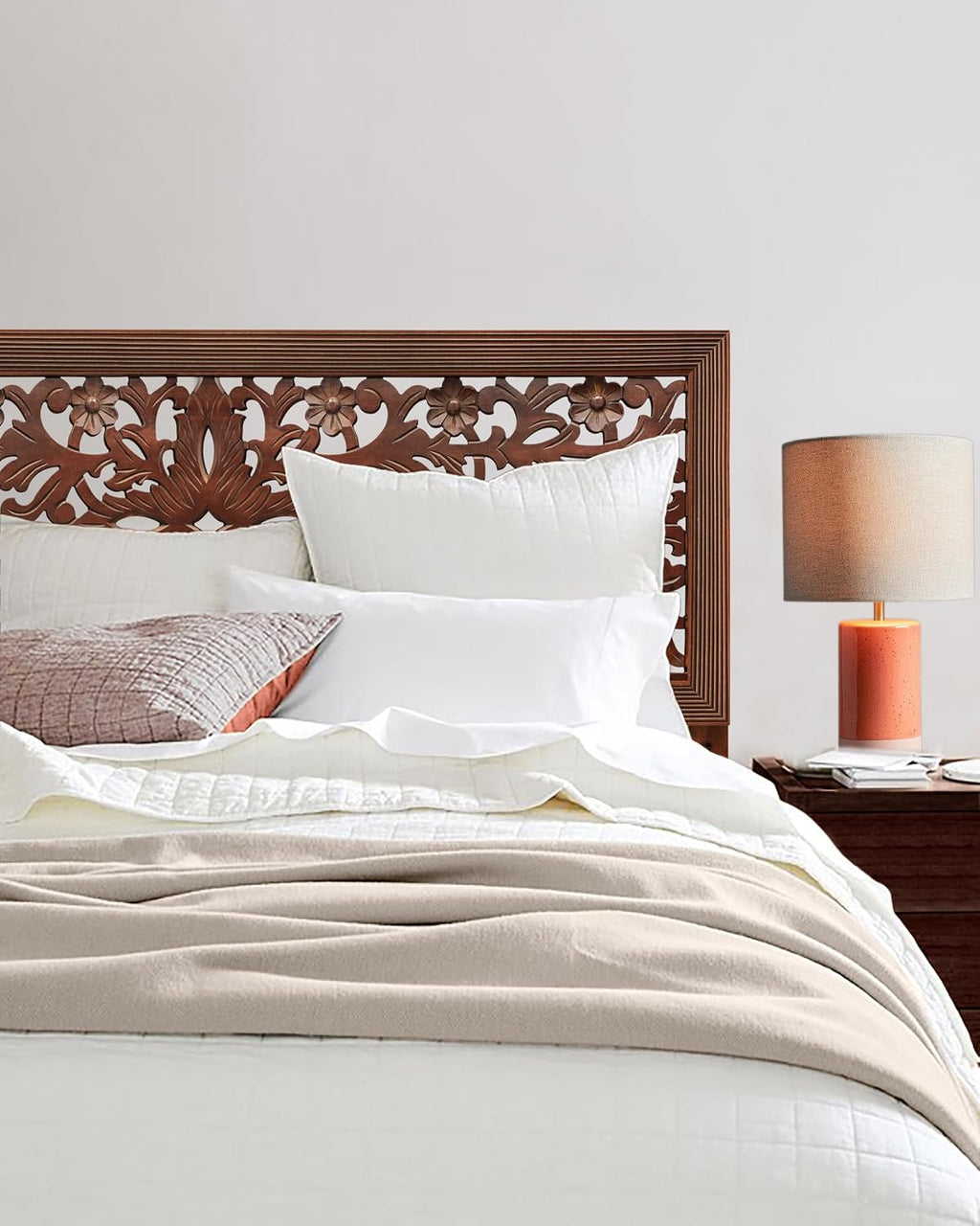 COTTON CRAFT Solid Wood Sturdy Queen Headboard - Rustic Antique Brown
