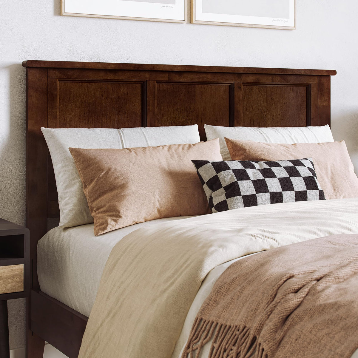 AFI, Madison King Solid Wood Panel Headboard, Walnut