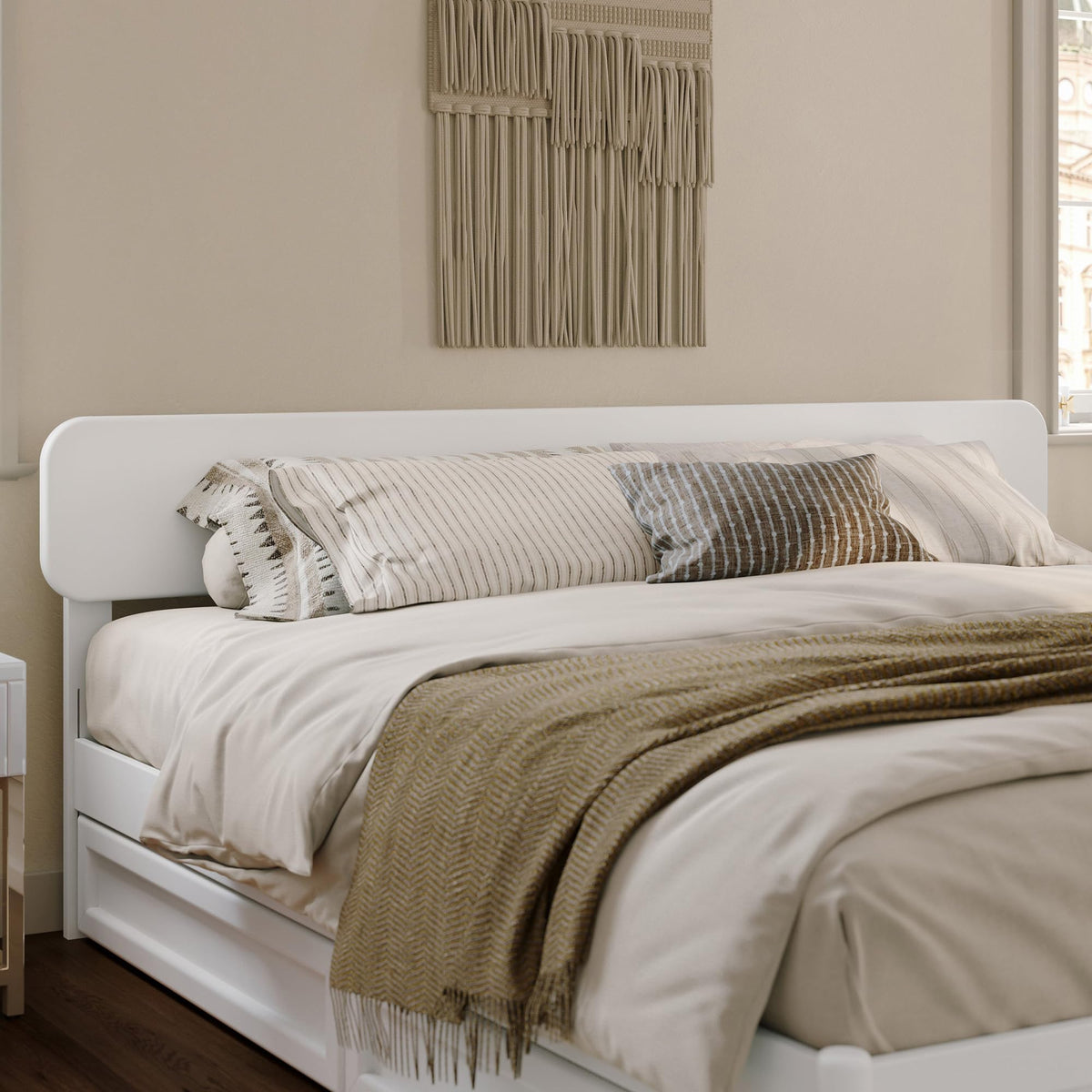 AFI, Florence Adjustable Modern Round King Solid Wood Headboard, Walnut