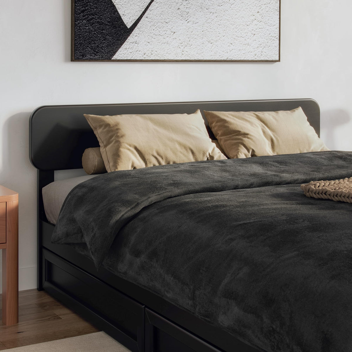 AFI, Florence Adjustable Modern Round King Solid Wood Headboard, Walnut