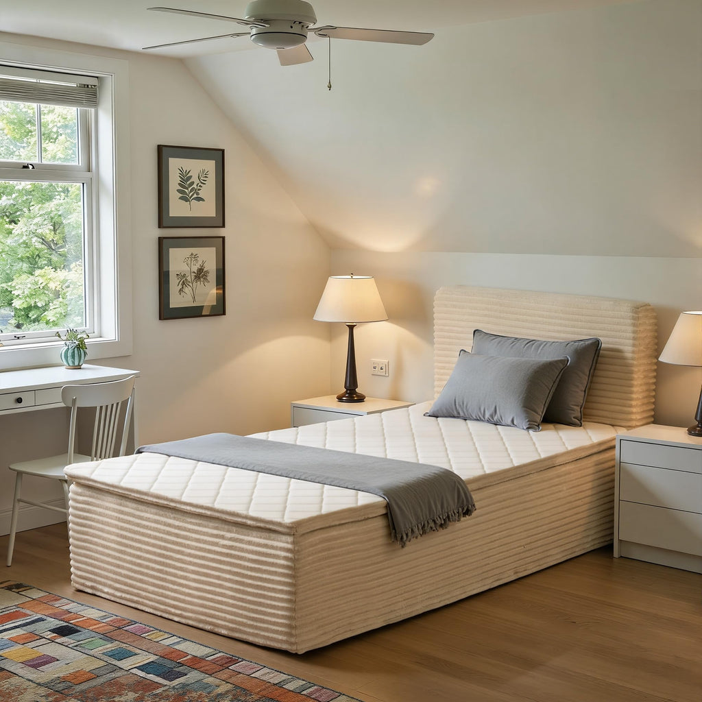 Full Boneless Cloud Bed, Frame & Headboard & Mattress Set, Gray