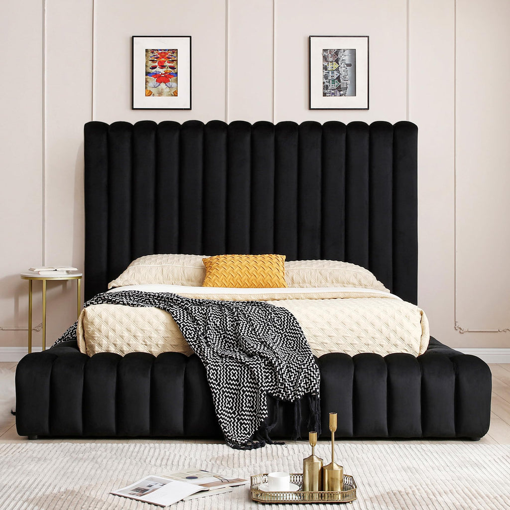 Woodpecker's Inc Avalon Velvet Upholstered Luxurious Platform Bed