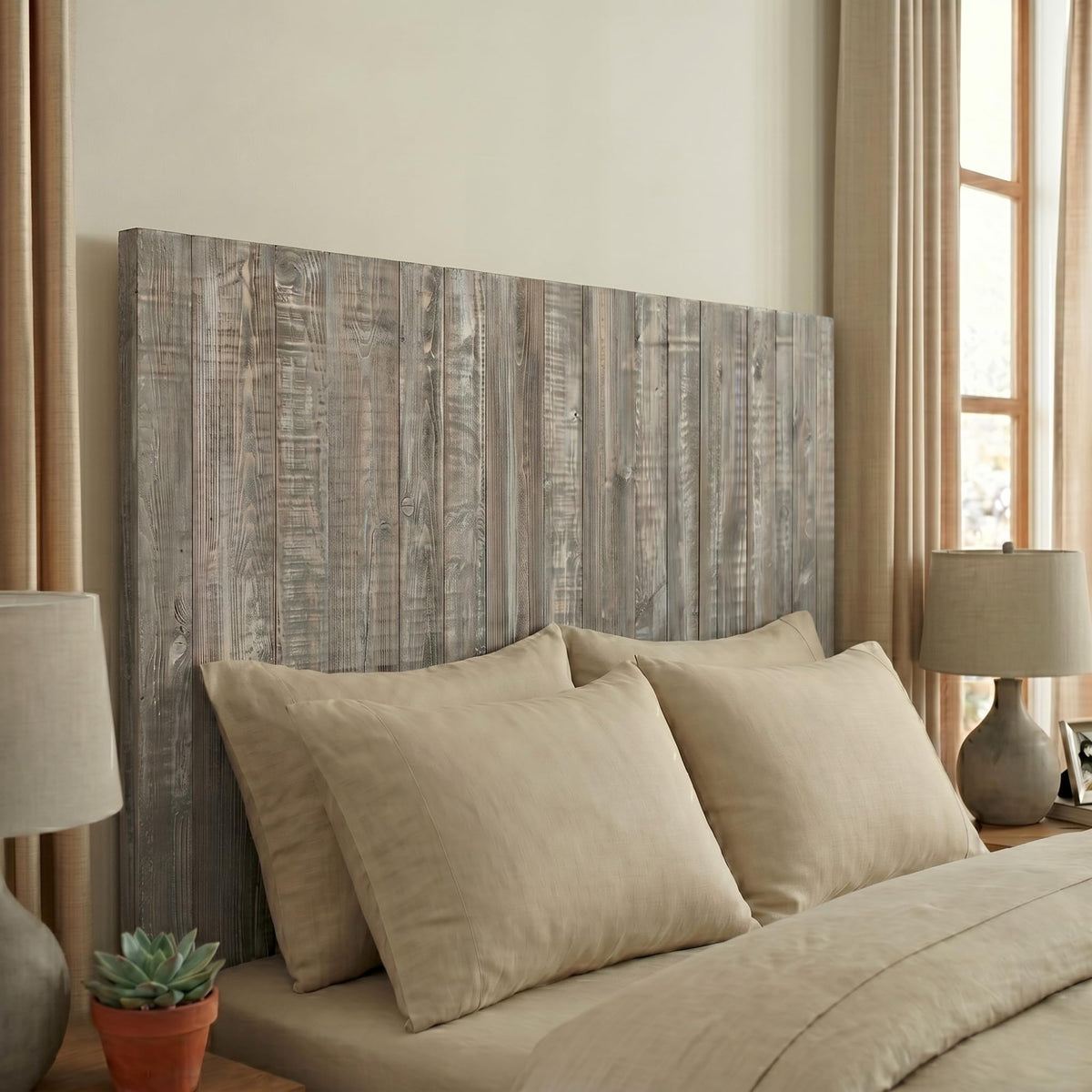Barn Walls Queen Headboard - Blue Powderwash Multi-Tonal Solid Wood Panels