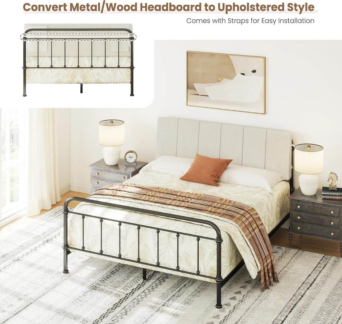 Queen Size Headboard Only-No Assembly Required, Beige