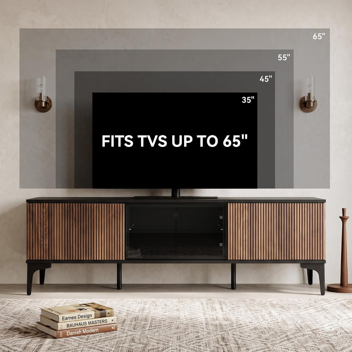 55" Mid Century Modern TV Stand for TVs up to 65", Entertainment Center