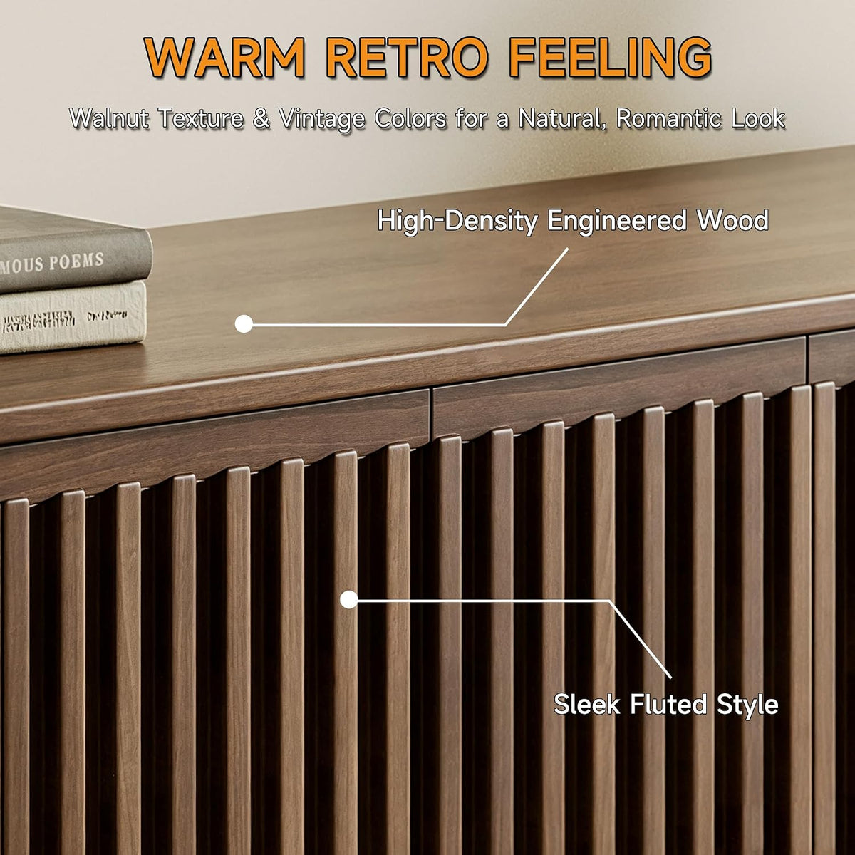 86.61" Mid Century Modern TV Stand for TVs up to 85"(Walnut)