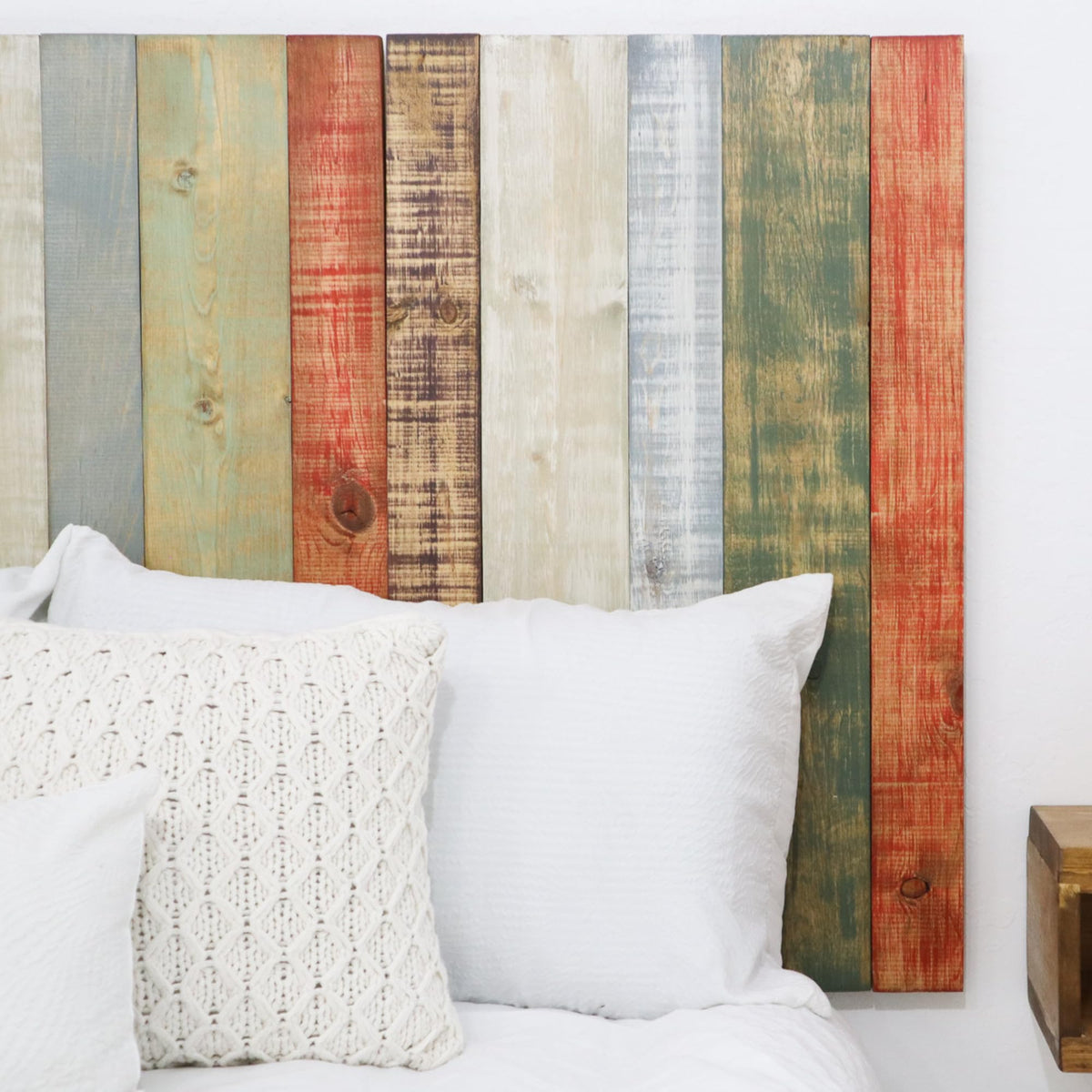 Barn Walls Queen Headboard - Blue Powderwash Multi-Tonal Solid Wood Panels