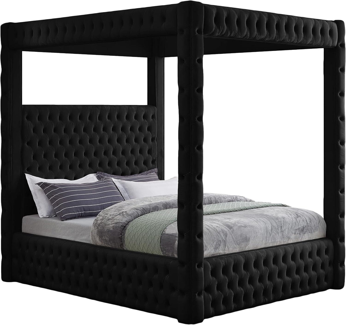 Meridian Furniture Royal Black Velvet King Bed