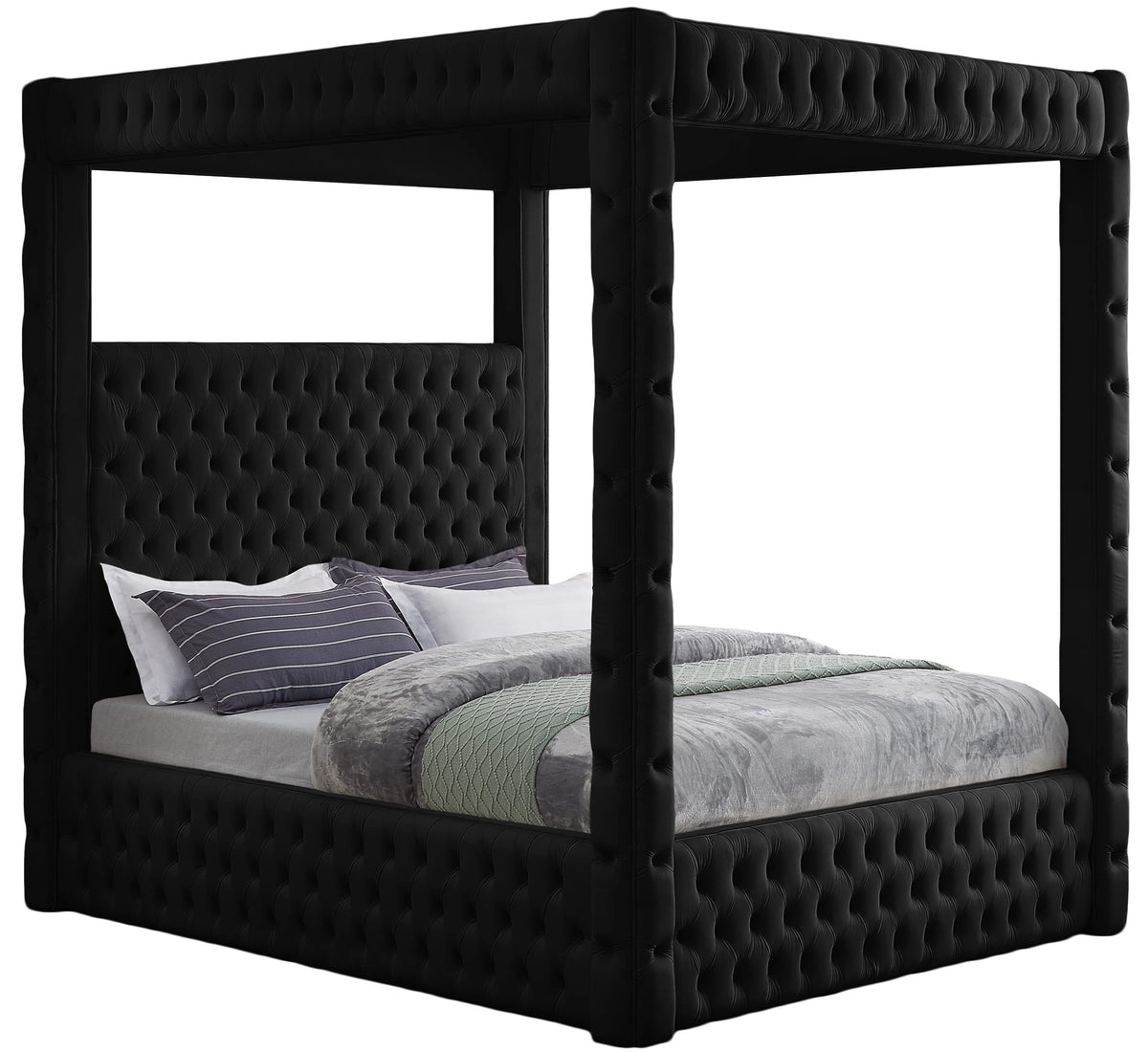 Meridian Furniture Royal Black Velvet King Bed