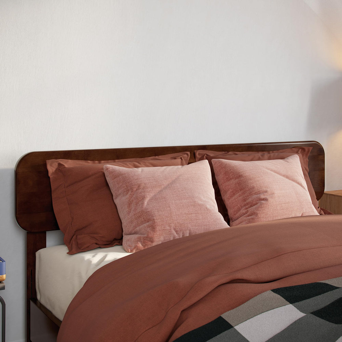 AFI, Florence Adjustable Modern Round King Solid Wood Headboard, Walnut