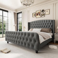 51" Tall Deep Button Tufted Suede Queen Bed Frame – Wingback Headboard & Footboard with Nailhead Trim – Sturdy Wood Slats, No Box Season Needed, Easy Assembly