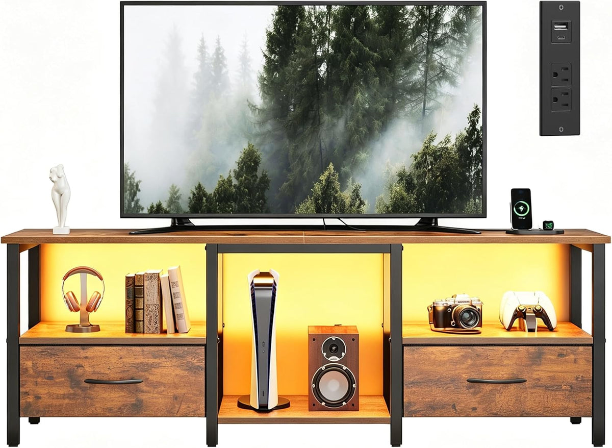 TV Stand for TVs up to 65 Inch, Media Console, 59'' Rustic Brown