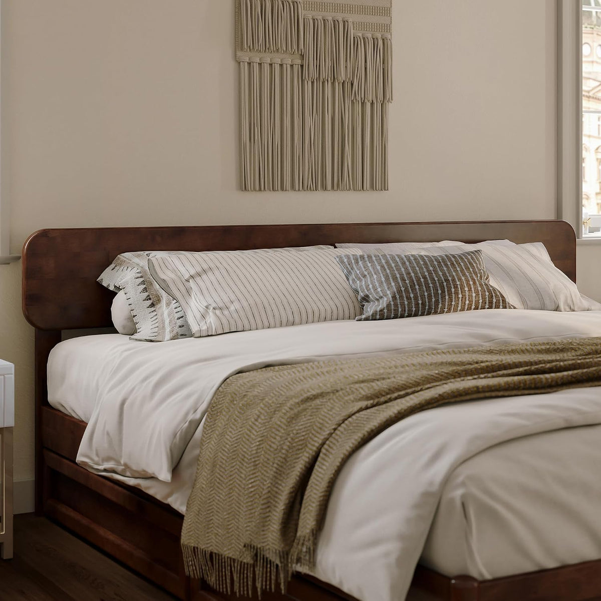 AFI, Florence Adjustable Modern Round King Solid Wood Headboard, Walnut