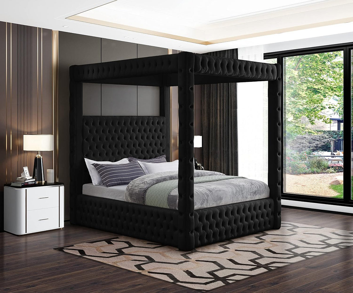 Meridian Furniture Royal Black Velvet King Bed