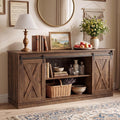 Farmhouse TV Stand for 65 Inch TV, Tall Entertainment Center, Rustic Brown