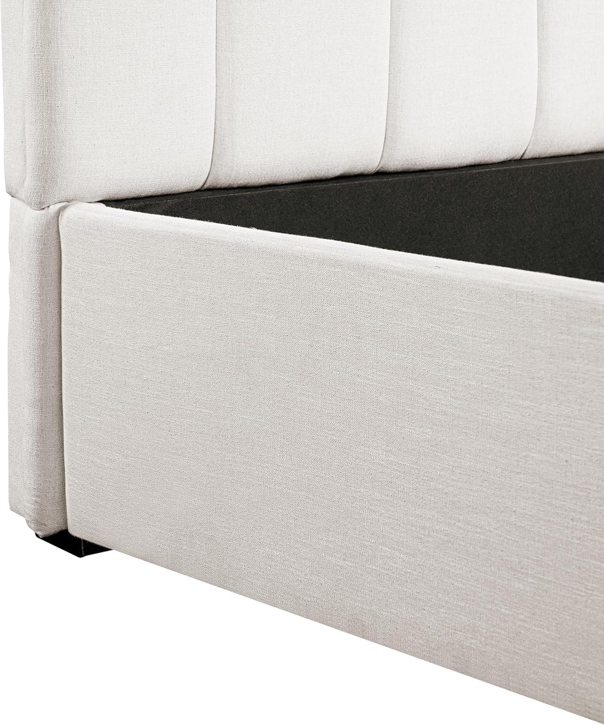 Merax King Upholstered Bed with Thick Headboard and Footboard, Beige