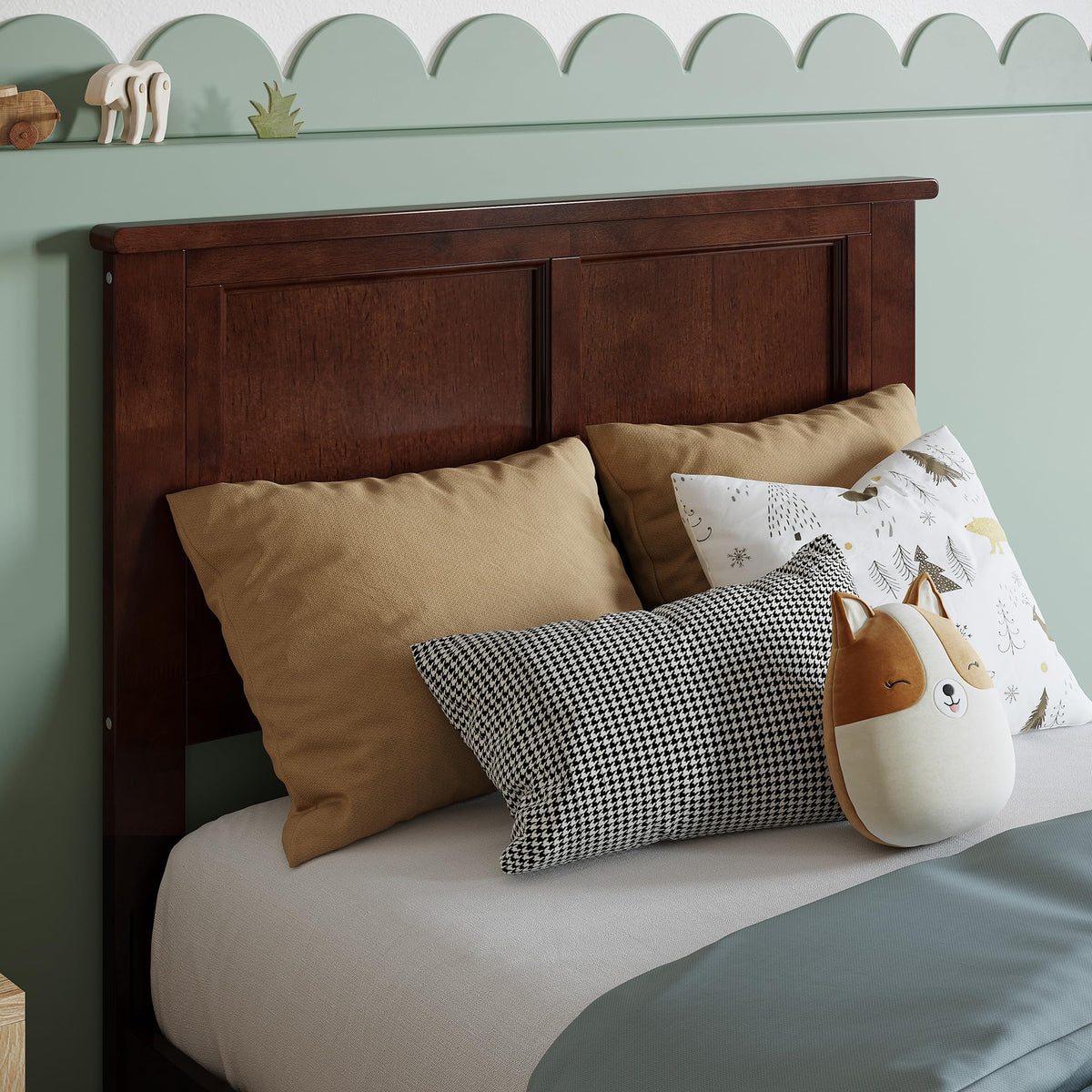 AFI, Madison King Solid Wood Panel Headboard, Walnut