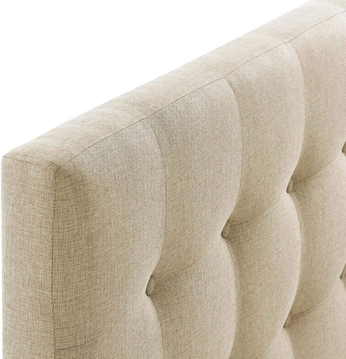 Modway Emily Tufted Button Linen Fabric Upholstered Full Headboard in Beige