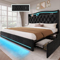 YITAHOME King Size Bed Frame with 3 Storage Drawers and RGB LED Lights