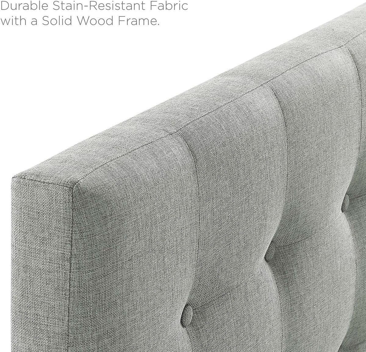 Modway Emily Tufted Button Linen Fabric Upholstered Full Headboard in Gray