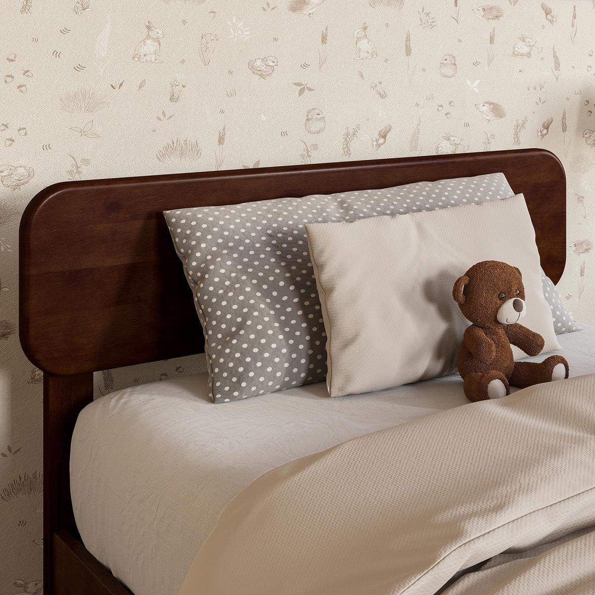 AFI, Florence Adjustable Modern Round King Solid Wood Headboard, Walnut