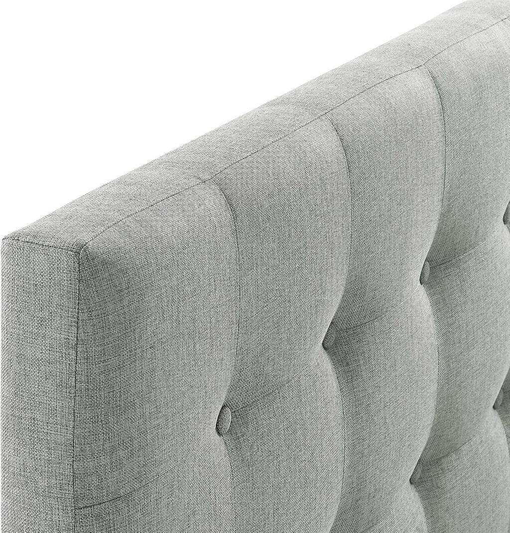 Modway Emily Tufted Button Linen Fabric Upholstered Full Headboard in Gray