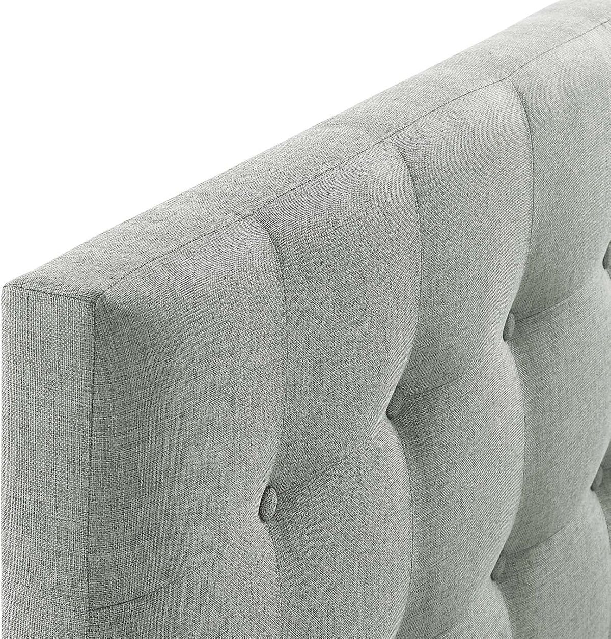 Modway Emily Tufted Button Linen Fabric Upholstered Full Headboard in Gray